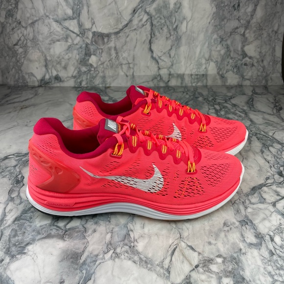 💖⏫Womens Neon Pink Nike Lunarglide 5 Lunarlon Fitsole Running Shoes - Picture 10 of 14